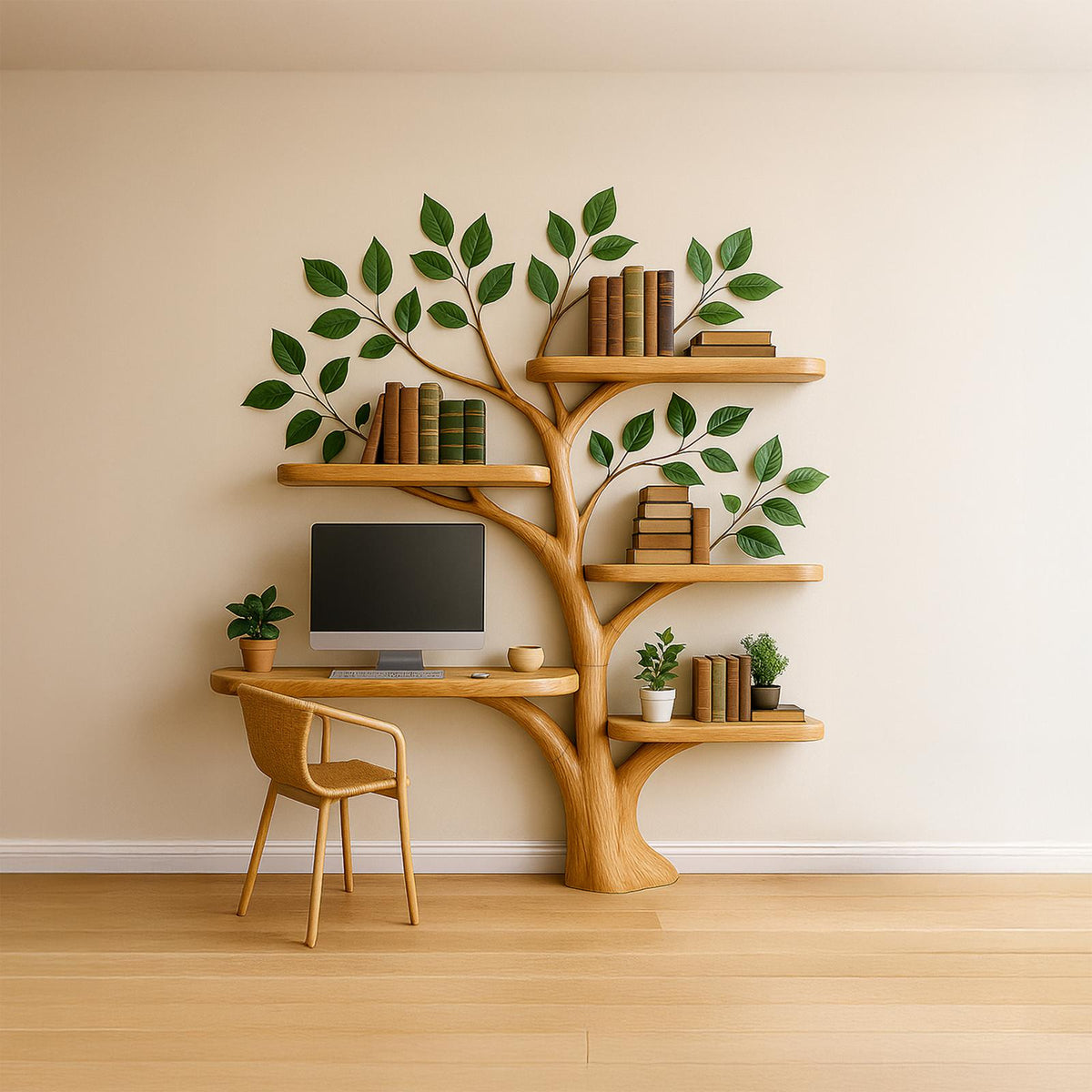 Tree Bookshelf Desk Mid Century Living Bedroom