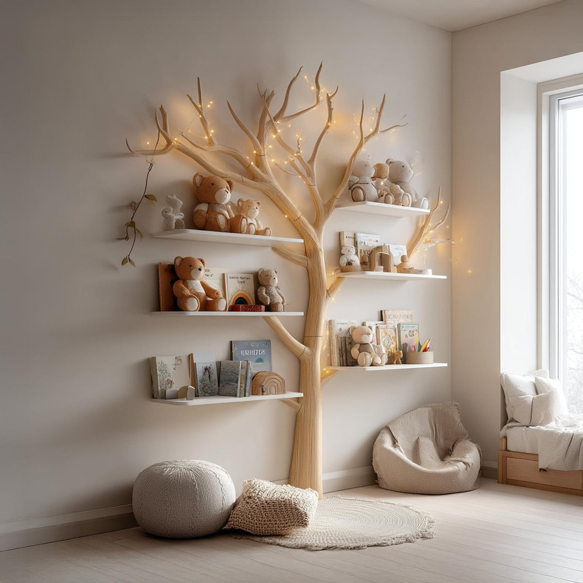 Rustic Tree Bookshelf Nursery Bedroom