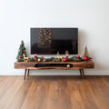 Mid-Century Wooden TV Stand, Modern Solid Hardwood Media Console, Low Profile Television Credenza for Living Room