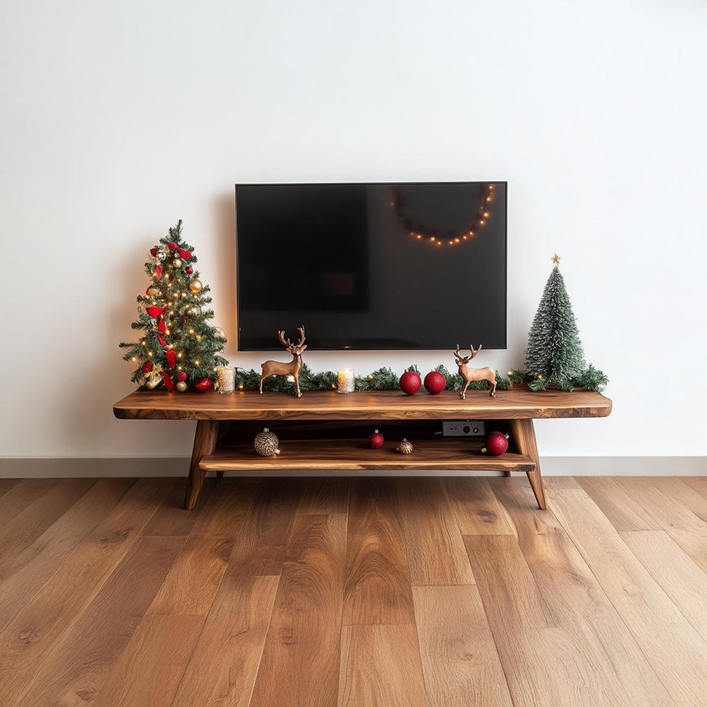 Rustic Wood TV Console & Entryway Table, Handcrafted Live Edge Media Stand & Sofa Table