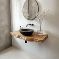 Rustic Solid Wood Vanity, Bathroom Single Sink Countertop Console Table, Washroom Wood Washstand Shelf