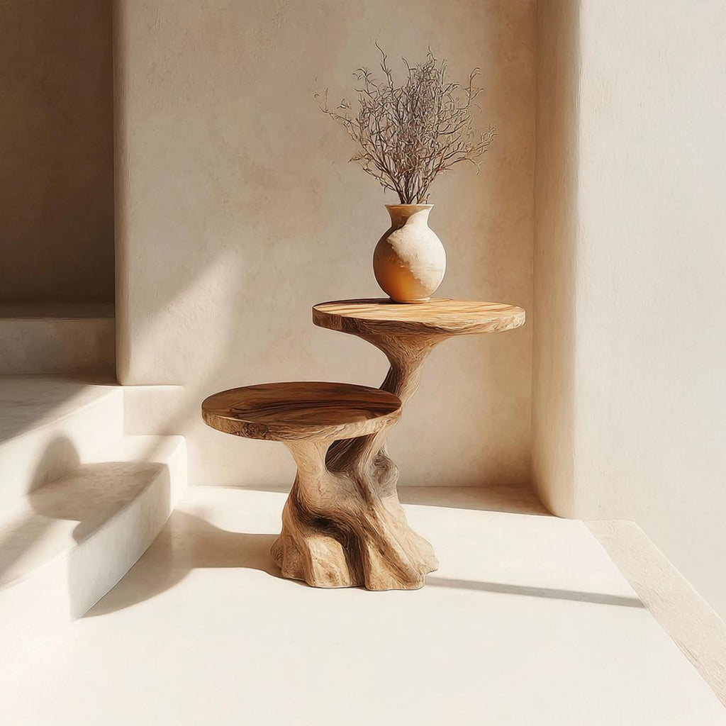 Rustic Wood Side Table, Narrow Entryway Console & Living Room Accent End Table, Handcrafted Solid Wood Display Pedestal