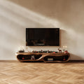 Rustic Wood TV Cabinet, Farmhouse Solid Timber Media Console, Low Profile TV Stand Credenza for Living Room