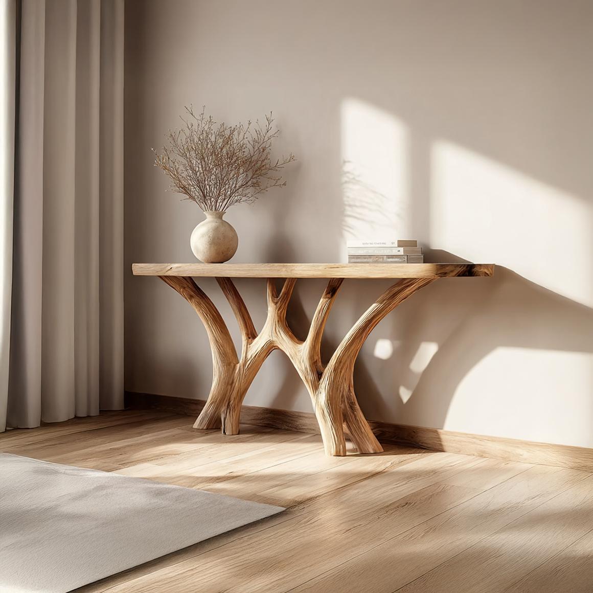 Live Edge Solid Wood Console Table Handmade For Entryway