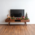 Mid-Century Wooden TV Cabinet, Modern Solid Timber Media Console Shelf, Low Profile Living Room Entertainment Center