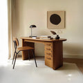 Mid Century Modern Writing Desk, Solid Wood Computer Study Table, Soft Minimalist Desk for Home Office & Workroom