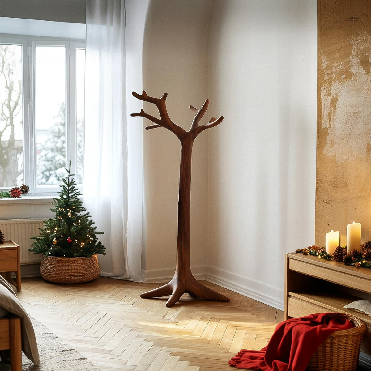 Rustic Organic Coat Rack Christmas Cozy Home Decor