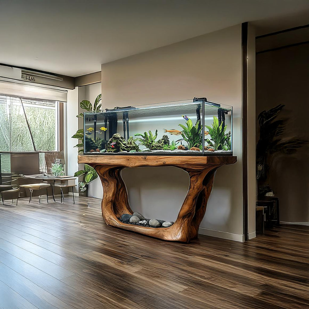 Rustic Organic Aquarium Stand Minimal Living Room Or Bedroom