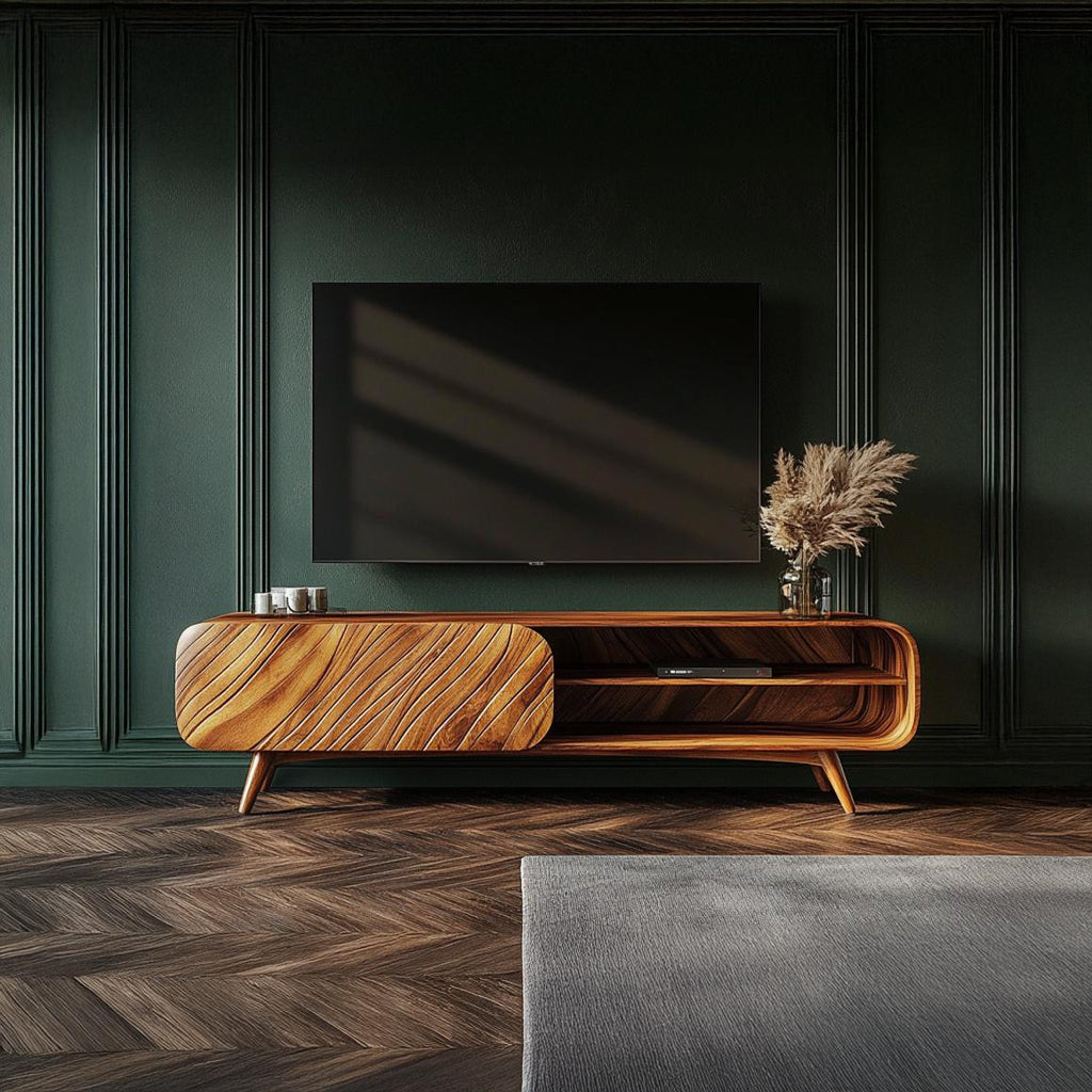 Organic Modern Wooden TV Stand Living Room Interior Decorative Storage