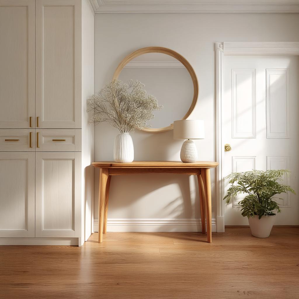 Mid Century Solid Wood Console Table with Storage, Hallway & Entryway Accent Sofa Table, Model
