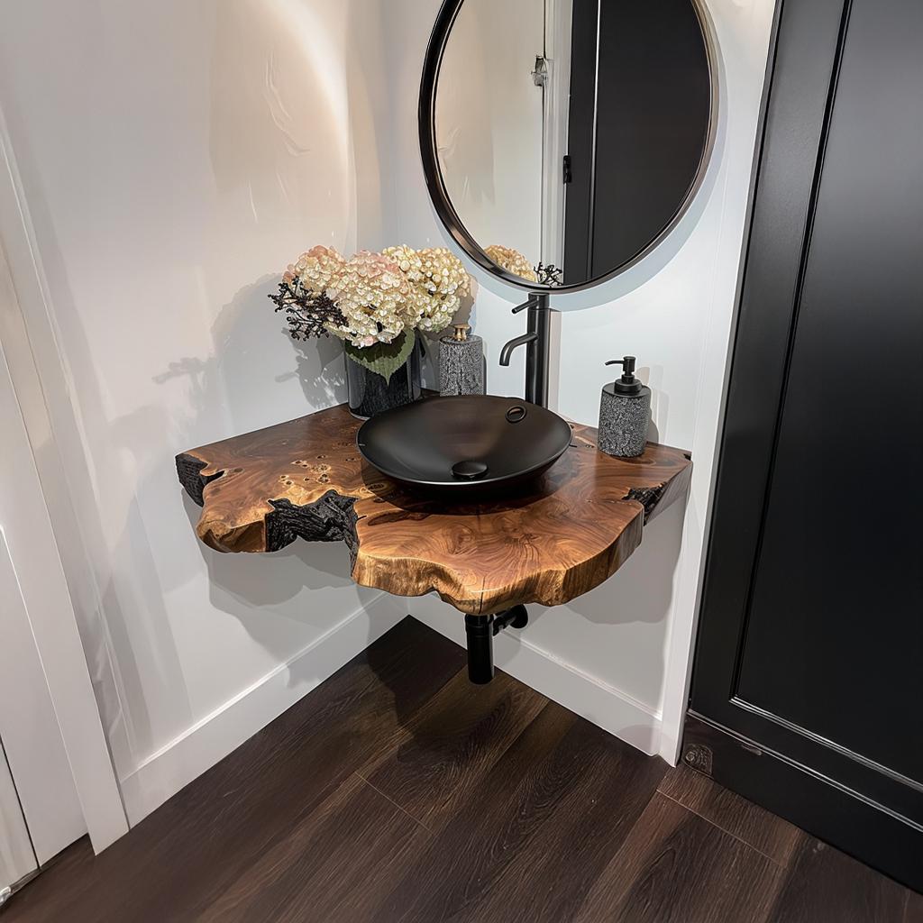 Rustic Floating Shelf Vanity Bathroom