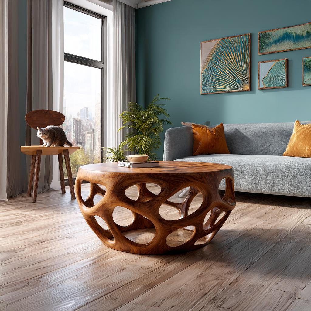 Farmhouse Coffee Table Reclaimed Wood Round Gift
