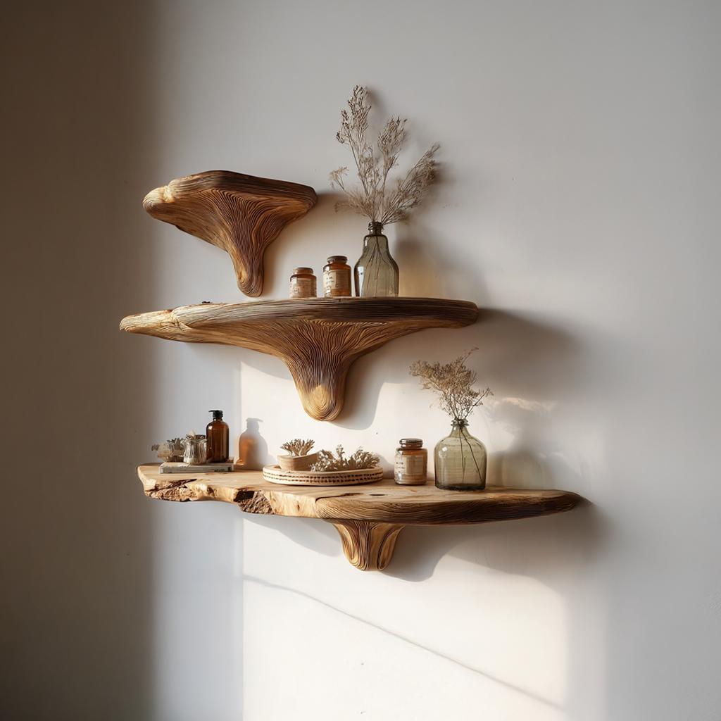 Rustic Artistic Musrhroom Shelf for Modern Living Room