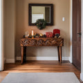 Rustic Carved Console Table Christmas Entryway Holiday Decor