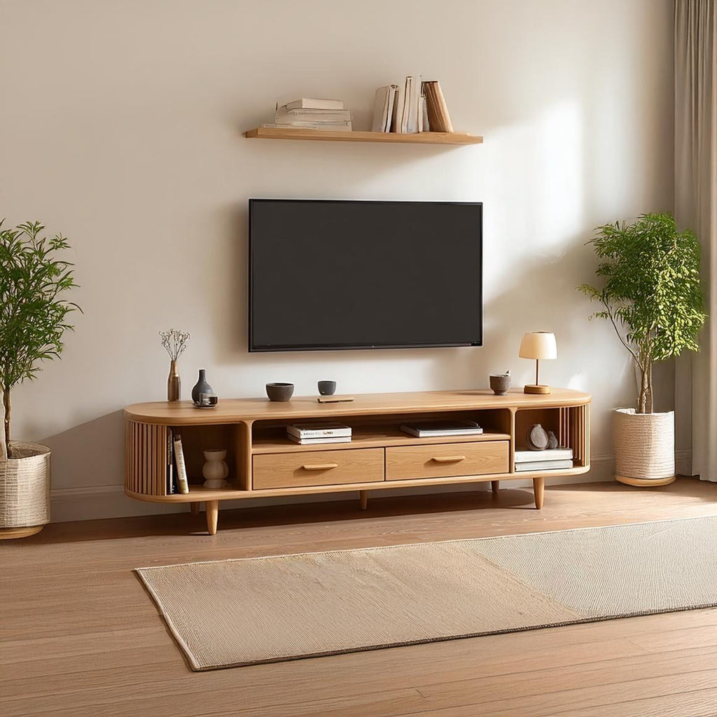 Mid-Century Solid Wood TV Stand, Retro Media Console Cabinet, Television Credenza for Bedroom & Living Room