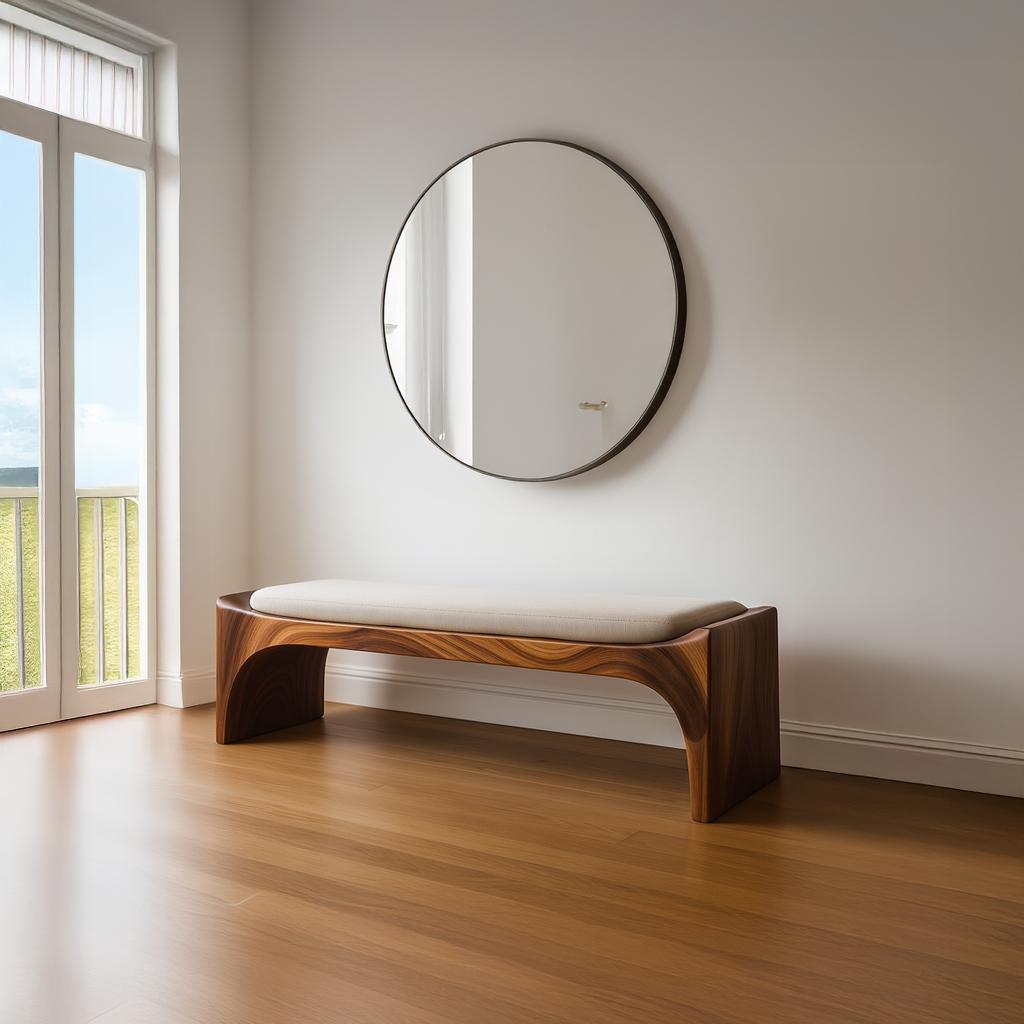 Mid Century Modern Bench Entryway Accent Seating Living