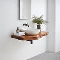 Spry Interior Floating Bathroom Vanity Shelf, Rustic Handcrafted Solid Wood Washstand, Wall Mounted Farmhouse Bathroom Decor Console SINLSABRV226