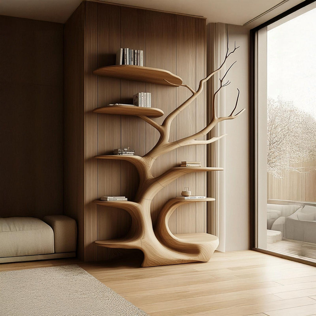 Rustic Tree Bookshelf Bedroom Cozy Artistic Corner