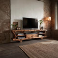 Rustic Solid Wood TV Stand Cabinet, Reclaimed Timber Media Console Credenza, TV Table for Living Room Furniture