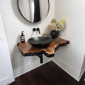 Rustic Floating Vanity, Solid Wood Bathroom Single Sink Countertop, Wall Mounted Washroom Console Shelf