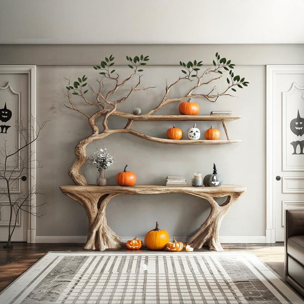 Rustic Tree Console Table, Handcrafted Wood Branch Entryway Table, Spooky Gothic Accent Hallway Sofa Furniture