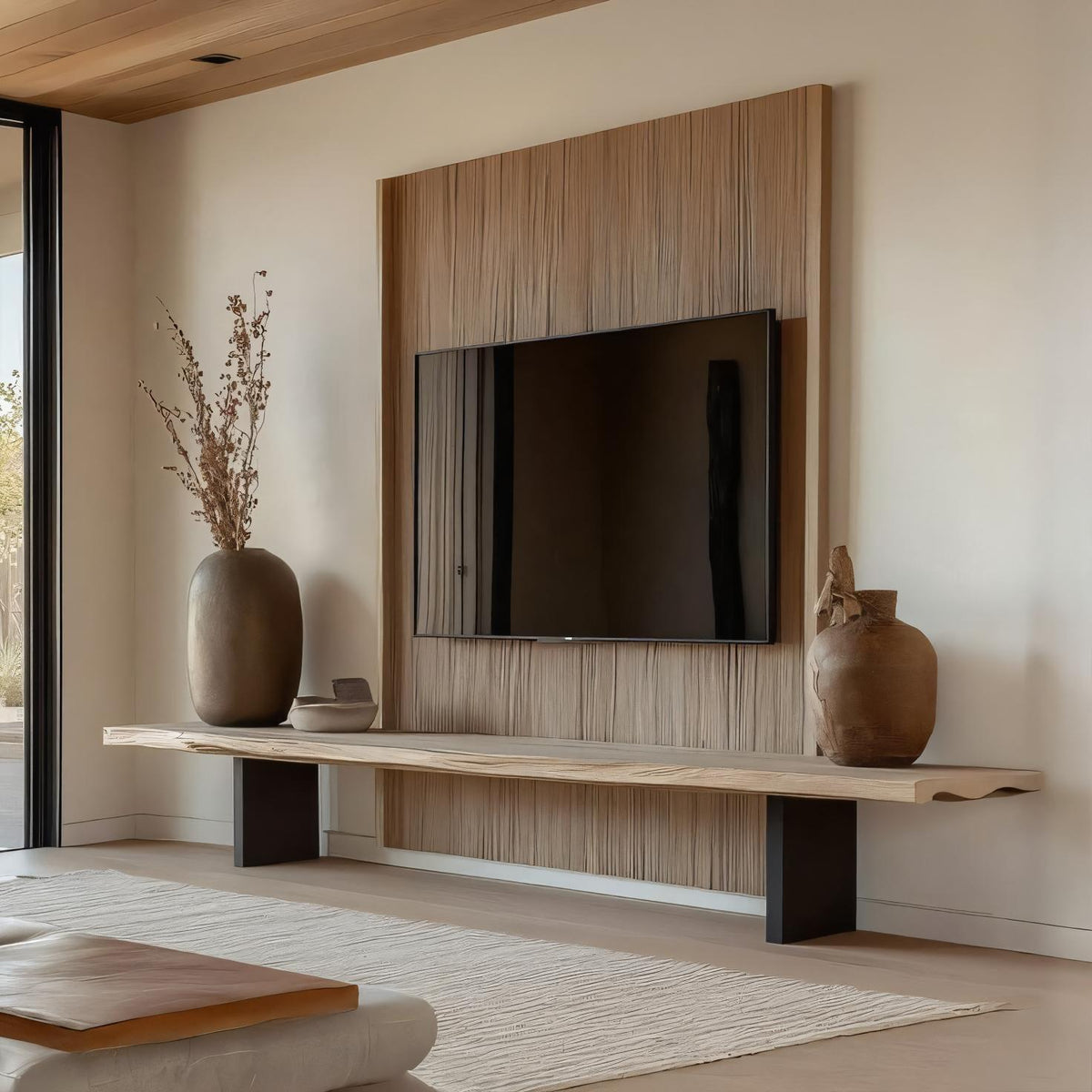 Rustic TV Console Live Edge Living Room
