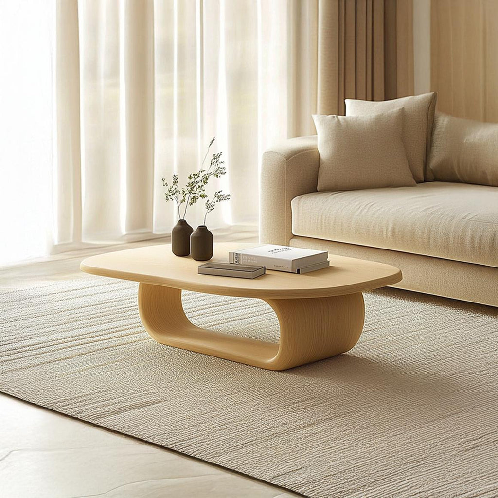 Mid Century Modern Solid Wood Coffee Table, Small Space Apartment Accent Center Table, Model