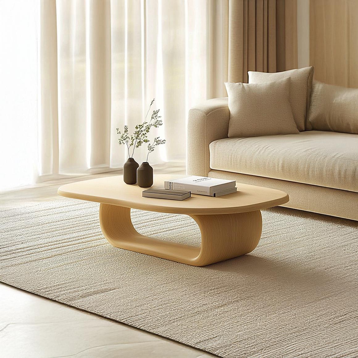 Mid Century Modern Solid Wood Coffee Table, Small Space Apartment Accent Center Table, Model