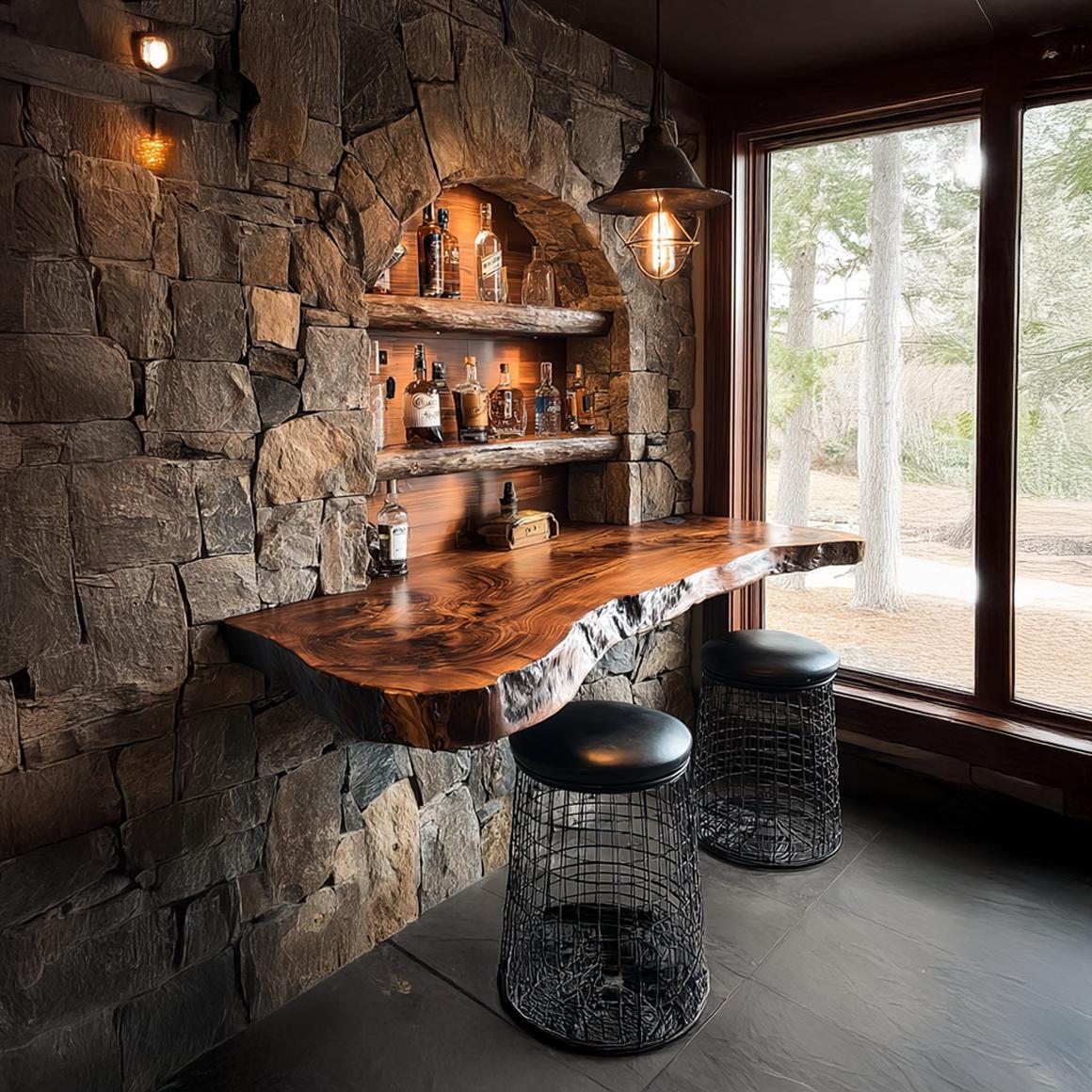 Rustic Floating Bar Shelf Dining Room Home Decor