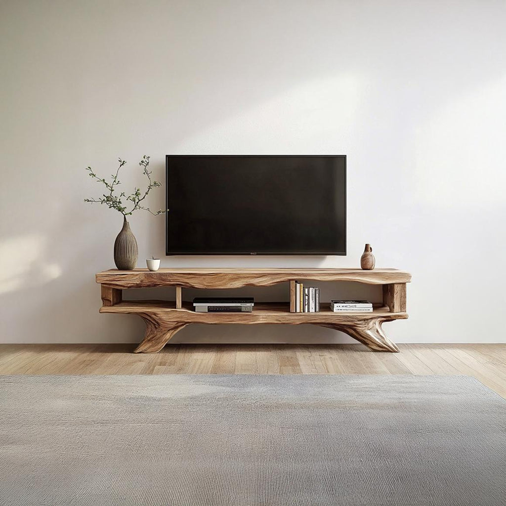 Rustic Solid Wood TV Cabinet, Farmhouse Media Console Storage Unit, Television Table Stand for Living Room