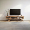 Rustic Solid Wood TV Cabinet, Farmhouse Media Console Storage Unit, Television Table Stand for Living Room