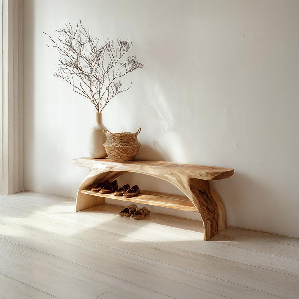 Rustic Shoe Storage Bench Entryway Living Room