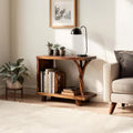 Free Standing Rustic Wood Side Table, Solid Accent End Table for Guest Room Nightstand, Handcrafted Natural Edge Wood