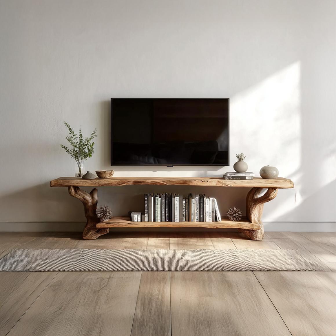 Rustic TV Console Storage Cabinet Living Room