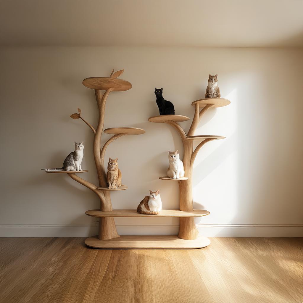 Mid Century Tree Cat Tower Family Room SINLSATT035