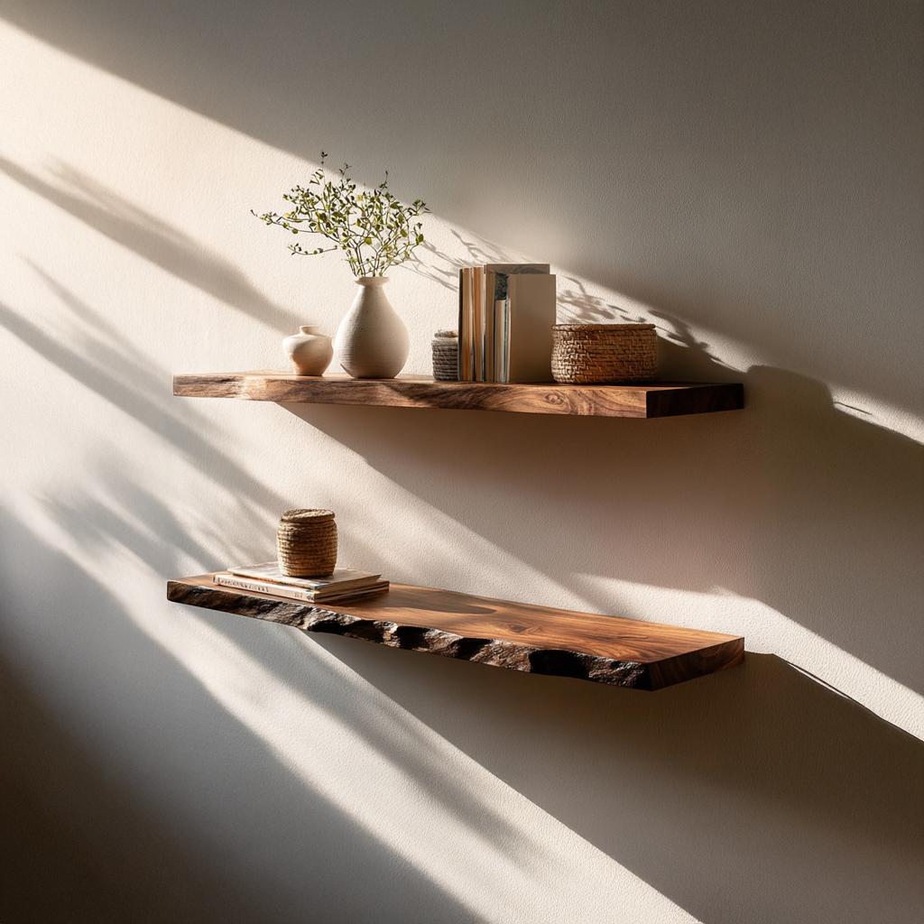Rustic Floating Shelf Modern Living Room