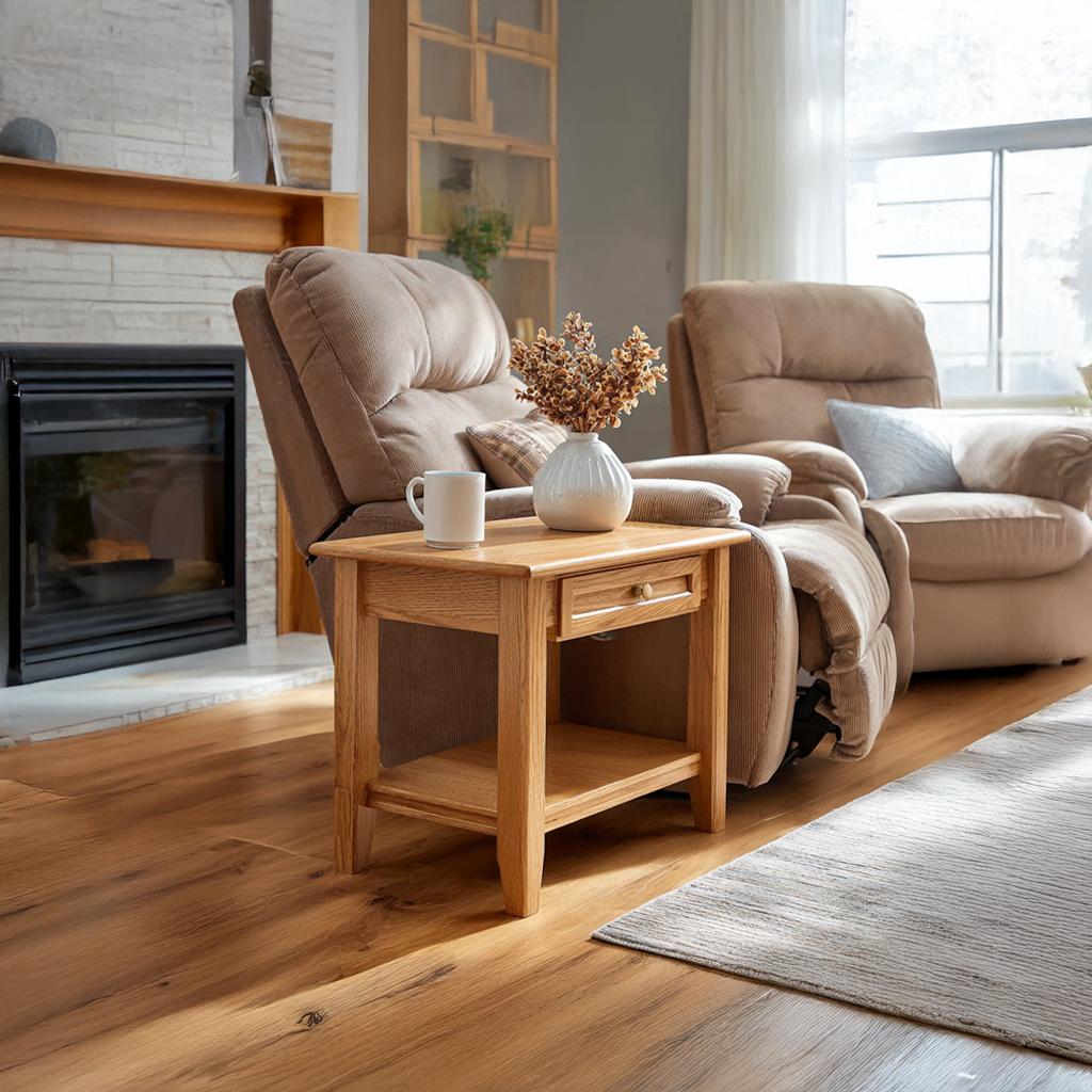 Mid-Century Modern Side Table, Handcrafted Wood End Table for Living Room Accent & Bedroom Nightstand, Round Top Legs