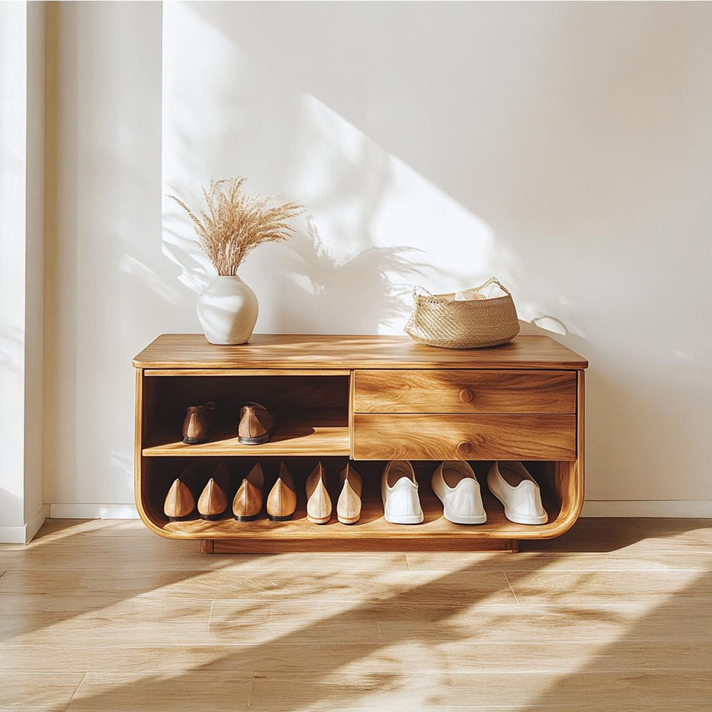 Mid Century Rounded Shoe Storage Hallway And Bedroom