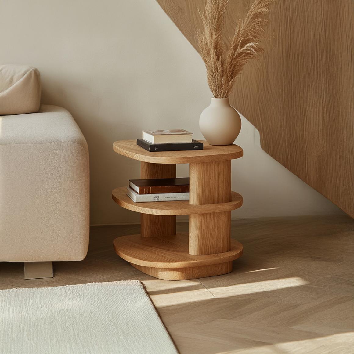 Mid Century Modern Small Wood Side Table, Handcrafted End Table & Nightstand for Living Room, Reading Nook