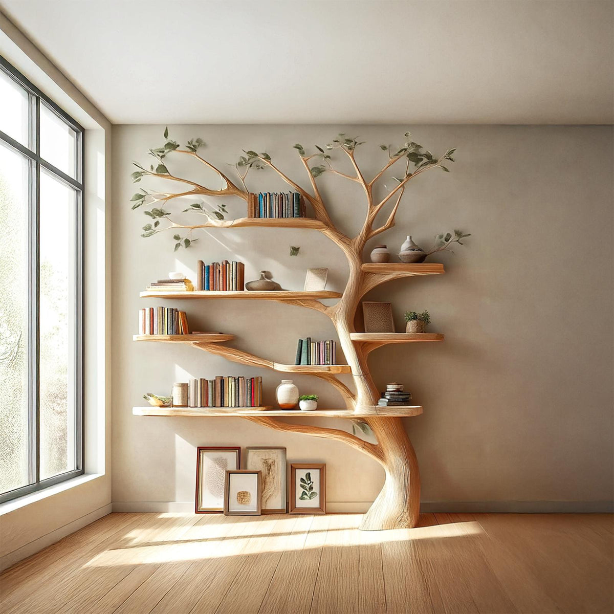 Midcentury Tree Bookshelf Living Room