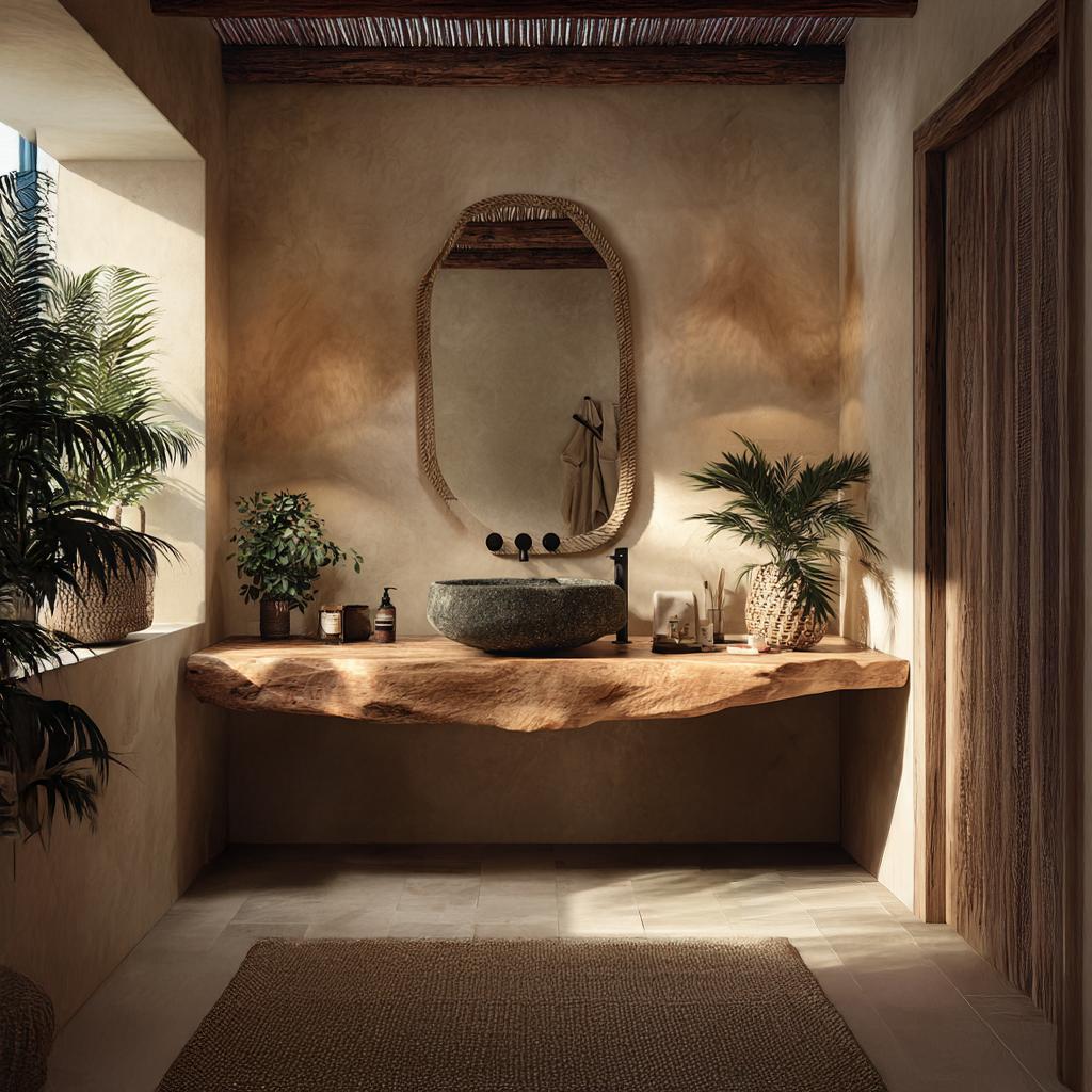 Rustic Floating Shelf Single Vanity Bathroom