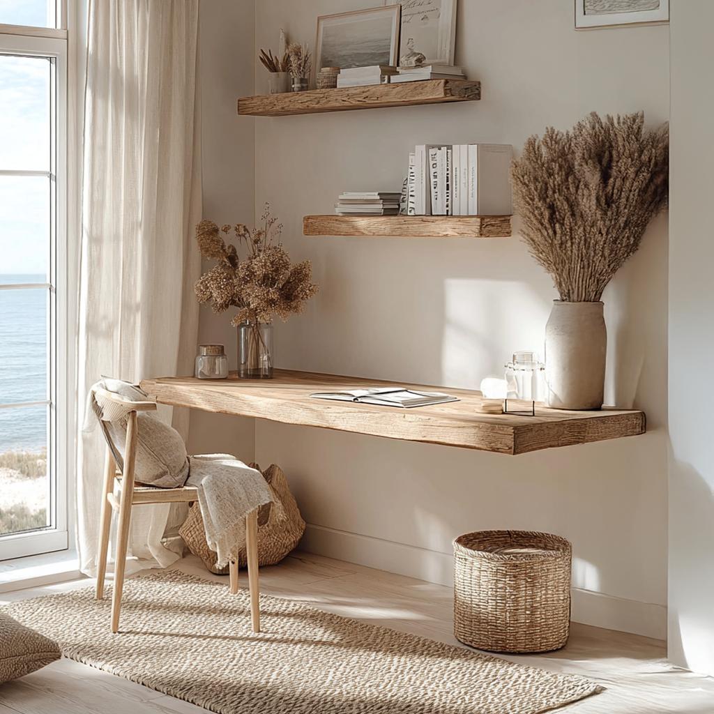 Mid Century Floating Desk Living Bedroom
