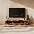 Rustic Wood TV Stand Cabinet, Farmhouse Solid Timber Media Console, Television Credenza Storage for Living Room