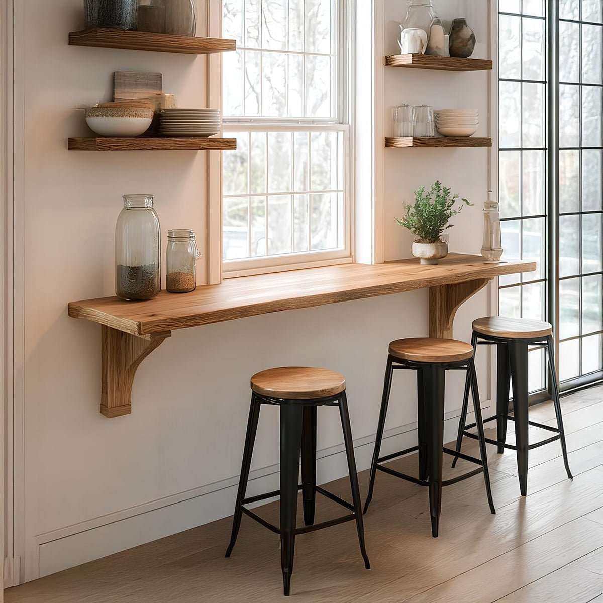 Wall Bar Table Solid Wood Minimalist Style Gift