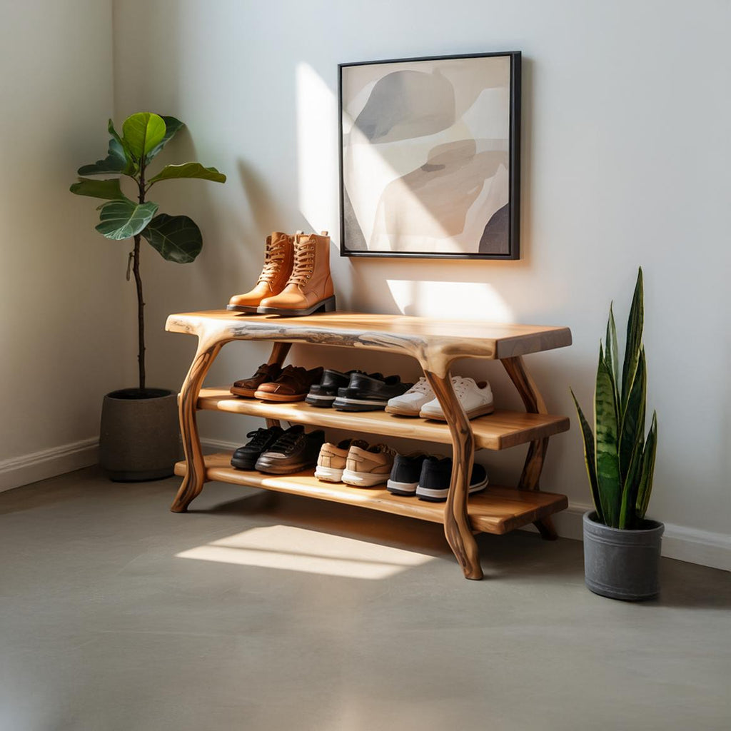 Rustic Crafted Shoe Organizer Entryway And Studio