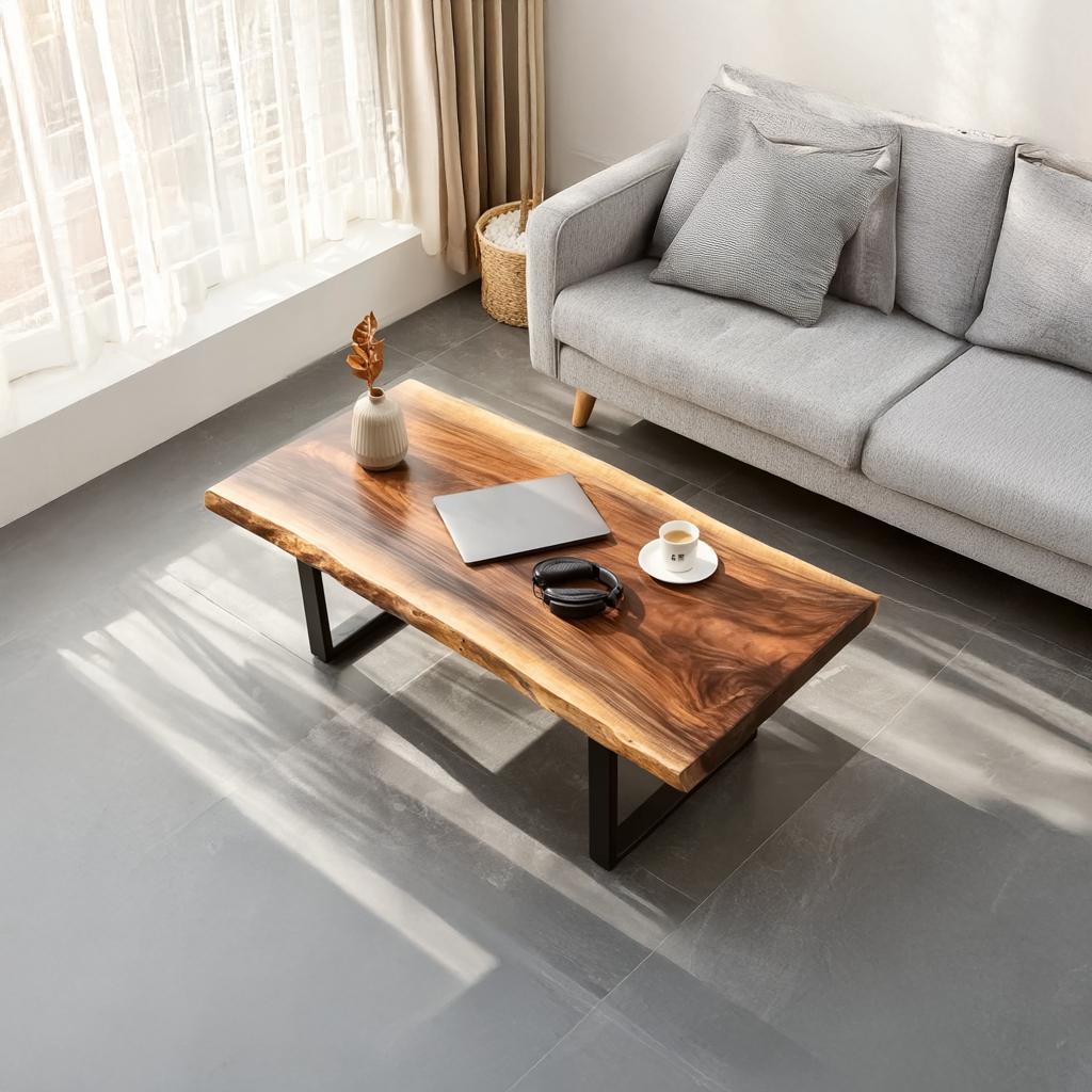 Spry Interior Rustic Wood Coffee Table, Modern Living Room Solid Wood Accent Center Table, Model SINLSACF072