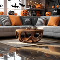 Mid-Century Natural Wood Coffee Table, Rustic Tree Branch Base Accent Center Table, Spooky Gothic Living Room Decor