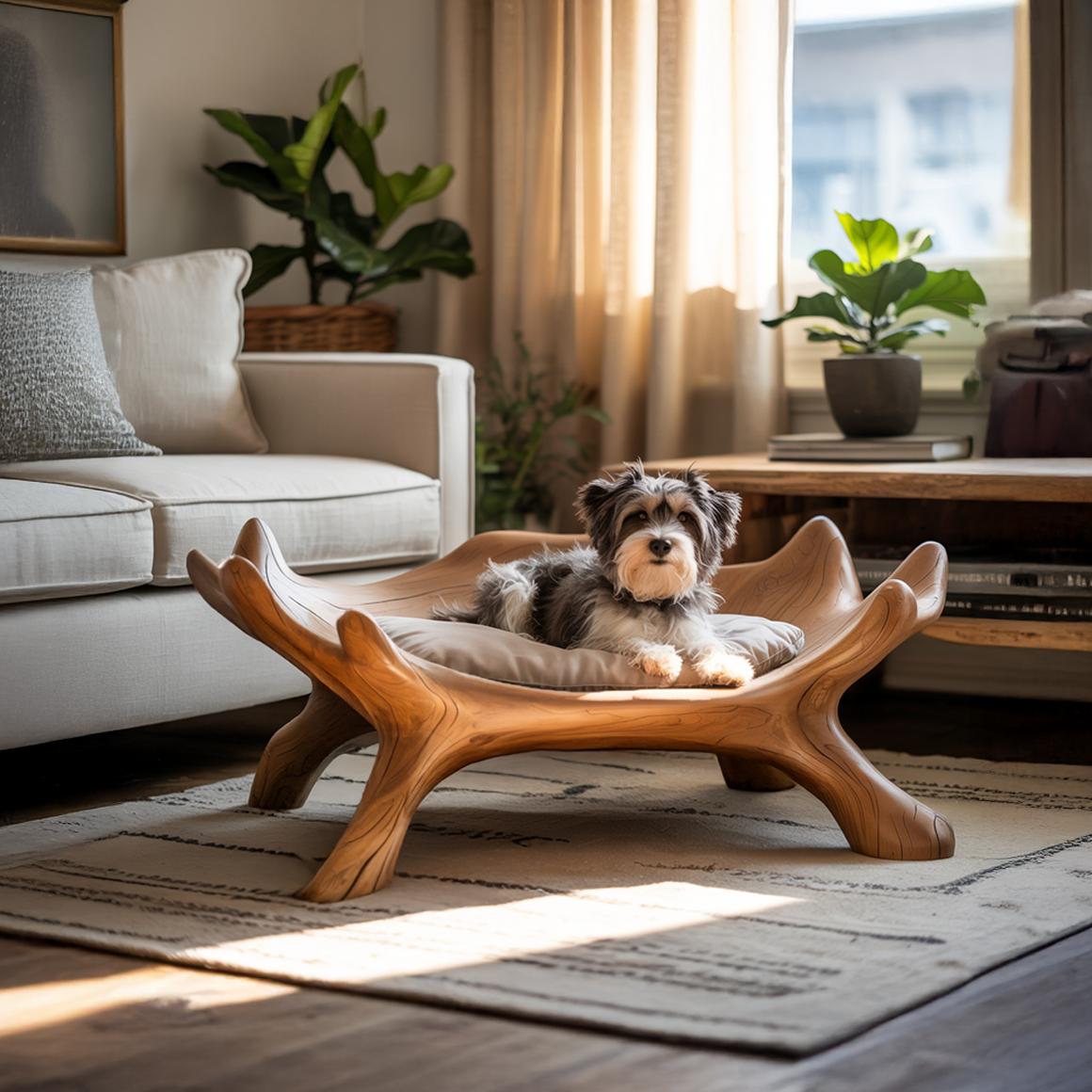 Rustic Sculptural Pet Bed For Living Room Or Home Space