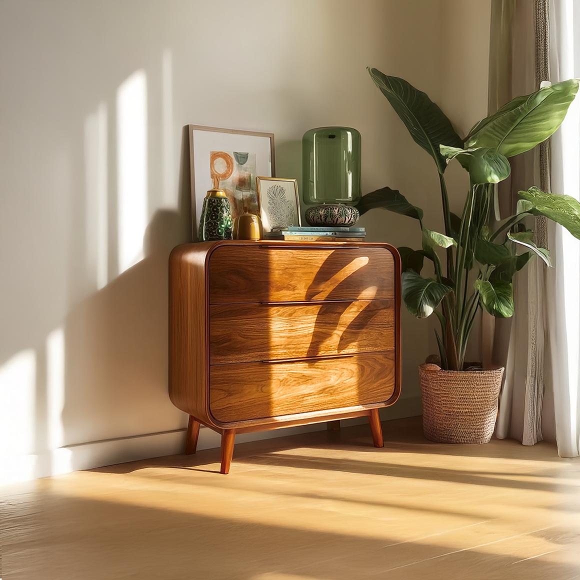 Spry Interior Mid-Century Wood Storage Cabinet, Solid Hardwood Living Room Sideboard, Bedroom Chest & Entryway Accent Credenza SINLSASC149