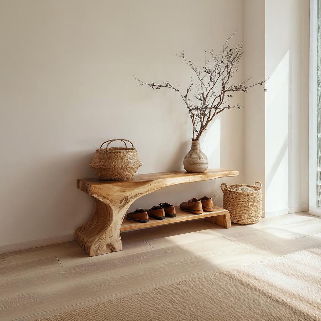 Rustic Entryway Shoe Bench Hallway Living Room